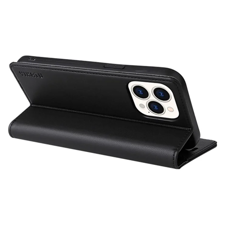 YIKATU For iPhone 14 Pro Max 6.7 inch YK- 001 PU Leather Flip Wallet Case Strong Magnetic Auto-absorbed Stand Phone Cover - Black