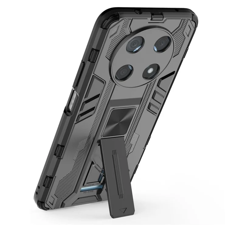 For Huawei Enjoy 50 Pro 4G / nova Y90 4G Wear-resistant Anti-fall Phone Case Kickstand Hybrid Hard PC Soft TPU Back Cover - Black