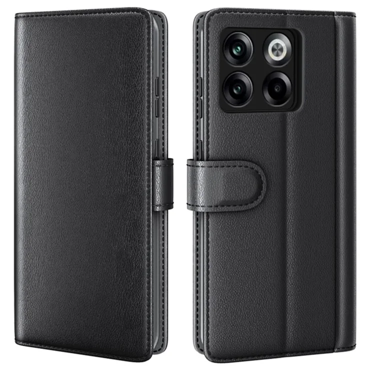 For OnePlus Ace Pro 5G / 10T 5G Case Genuine Split Leather Phone Cover with Wallet Stand - Black