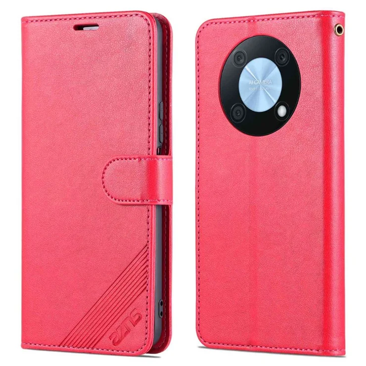 AZNS Phone Case for Huawei Enjoy 50 Pro 4G / nova Y90 4G, Full Body Protection PU Leather Phone Cover Shell with Foldable Stand - Red