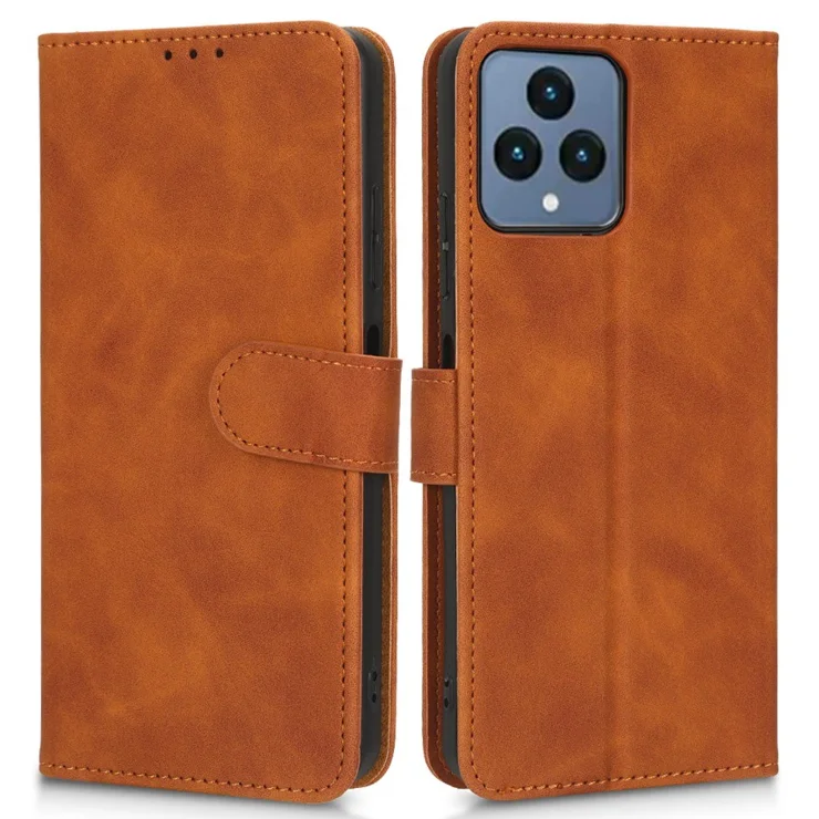 For T-Mobile REVVL 6 5G Collision Resistant PU Leather Wallet Case Stand Skin-touch Feeling Magnetic Flip Protective Phone Cover - Brown For T-Mobile REVVL 6 5G Collision Resistant PU Leather Wallet Case Stand Skin-touch Feeling Magnetic Flip Protective Phone Cover - Brown