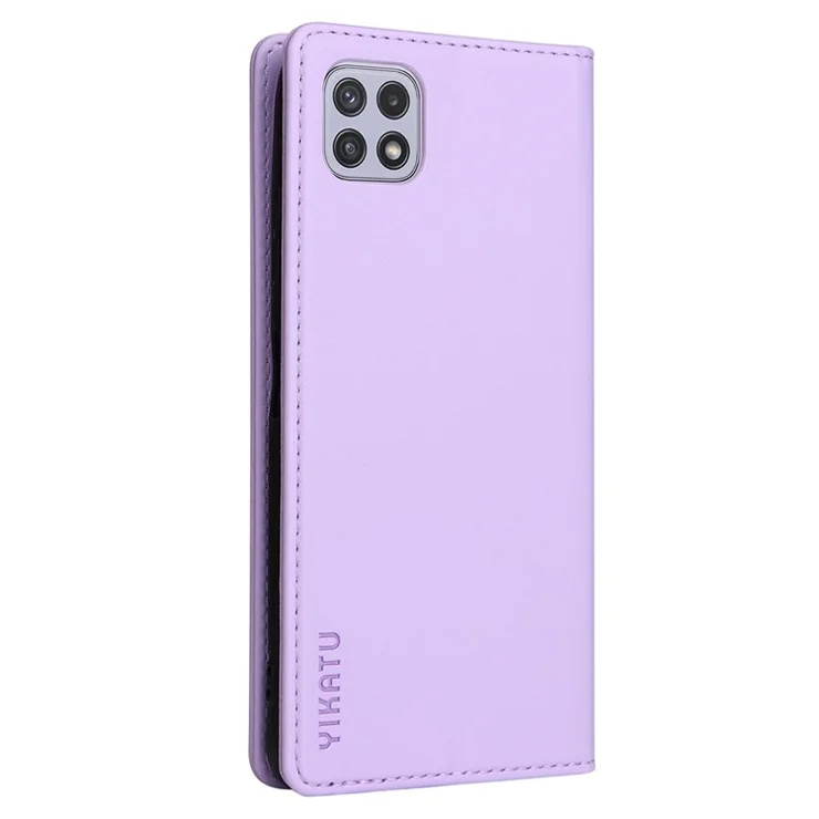 YIKATU Phone Flip Wallet Case for Samsung Galaxy A22 5G (EU Version), YK- 001 Magnetic Closure PU Leather Phone Cover Stand - Light Purple