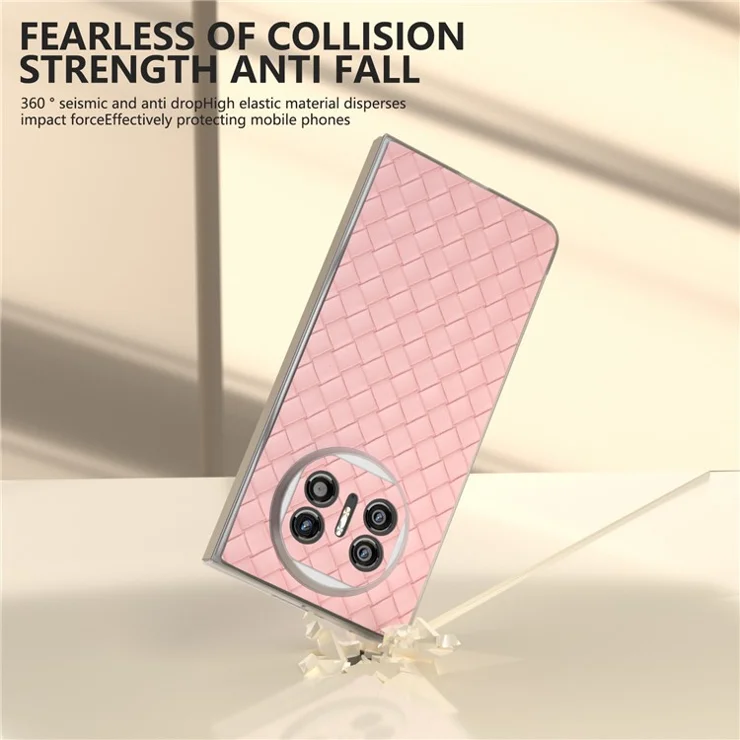 For Huawei Mate X5 Case Woven Texture PU Leather Back Cover - Pink