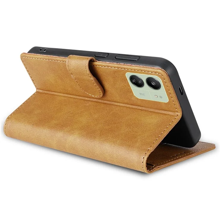 N.BEKUS CSJ-001 For Xiaomi Redmi 13C 4G / 13C 5G / Poco C65 4G / Poco M6 5G / 13R 5G Case Stand Magnetic Leather Phone Cover - Brown