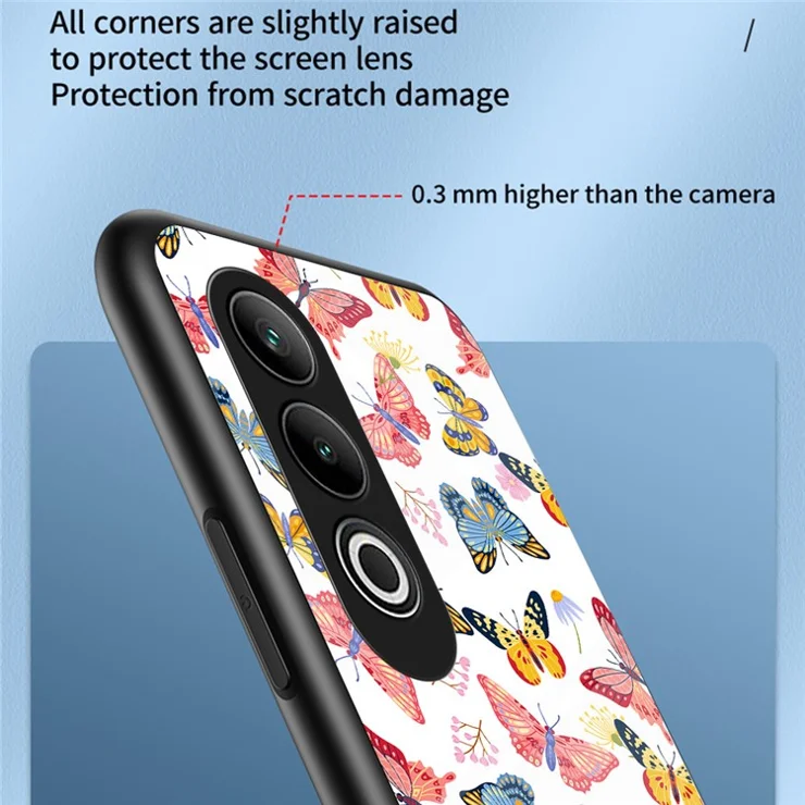 For OnePlus Nord CE4 5G Case Pattern Print Tempered Glass Kickstand Phone Cover - Lush Butterfly