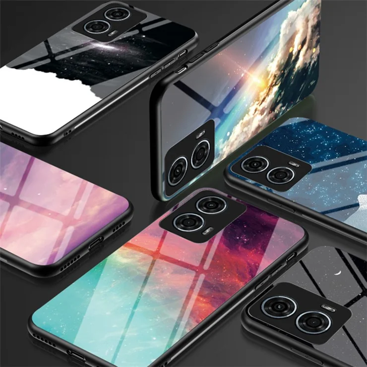 For Motorola Moto G24 Power Case Starry Sky Tempered Glass+PC+TPU Phone Cover - Cosmic Starry Sky