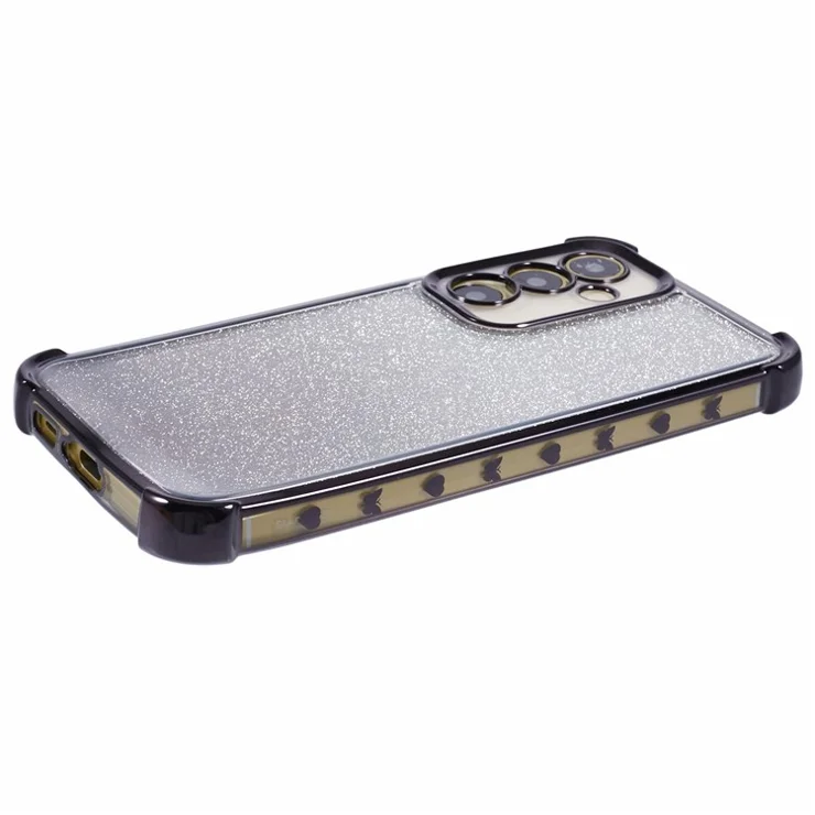 For Samsung Galaxy S23 FE TPU Case Glitter Gradient Electroplated Anti-Drop Phone Cover - Black