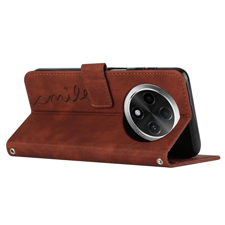 For Oppo A2 Pro 5G / A3 Pro (China) 5G Phone Case Magnetic Clasp PU Leather Stand Shell - Brown