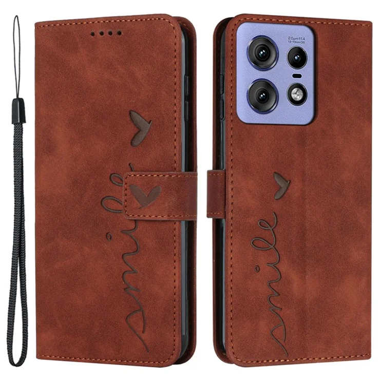 For Motorola Edge 50 Pro 5G Case Scratch Resistant PU Leather Stand Phone Shell - Brown
