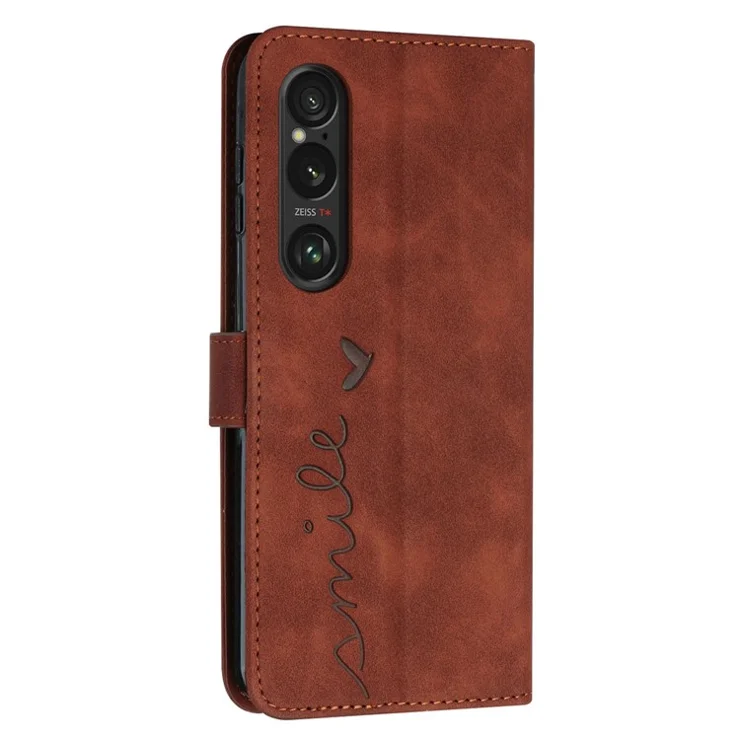 For Sony Xperia 1 VI Phone Case Magnetic Clasp PU Leather Phone Shell with Stand - Brown