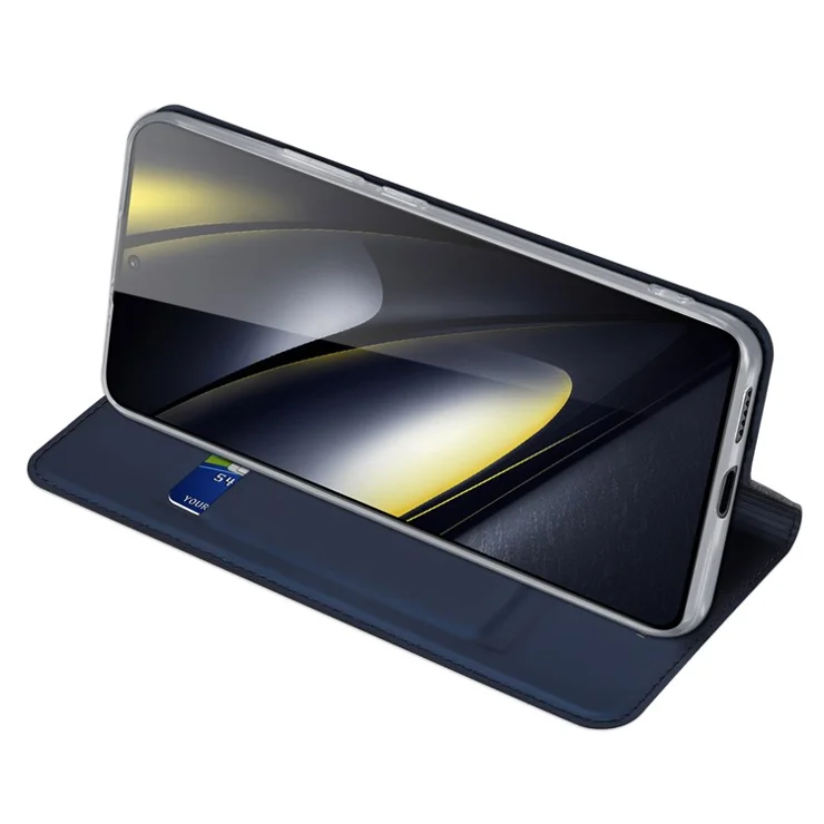 DUX DUCIS Skin Pro Series For Xiaomi Redmi Turbo 3 5G / Poco F6 5G Case PU Leather Flip Phone Cover - Blue