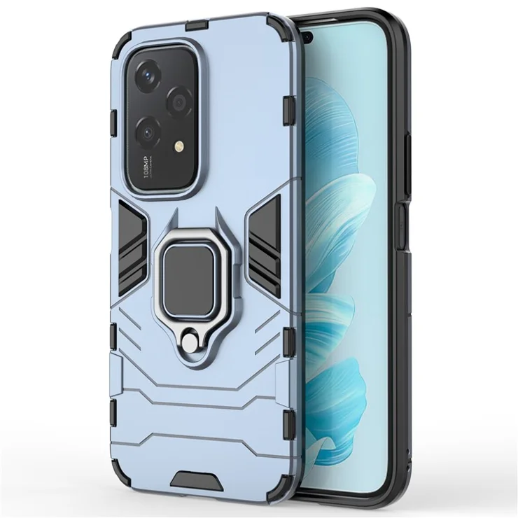 For Honor 200 Lite Phone Case Ring Holder Kickstand PC+TPU Shockproof Cover - Blue