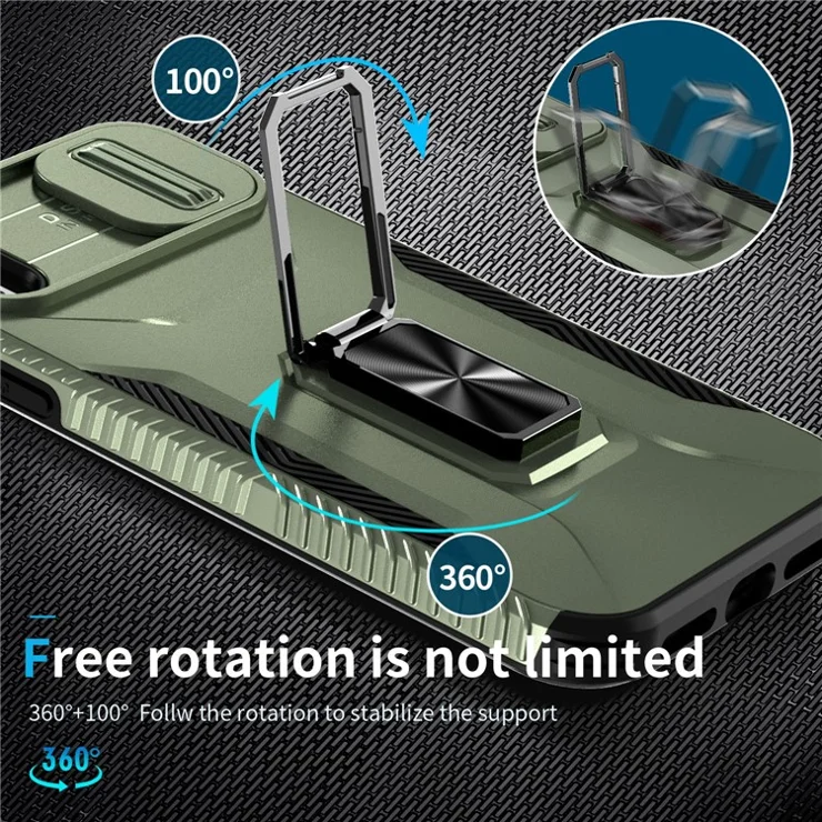 For iPhone XR Case TPU+PC Ring Kickstand Phone Cover Support Magnetic Car Mount - Green