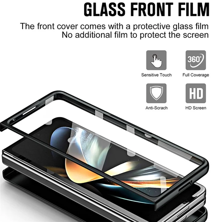 For Samsung Galaxy Z Fold6 5G AG Case Kickstand Matte PC Phone Cover with Tempered Glass Film / Stylus Pen - Silver