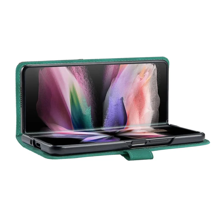 BINFEN COLOR BF05 For Samsung Galaxy Z Fold6 5G Case PU Leather Geometric Phone Cover - Green