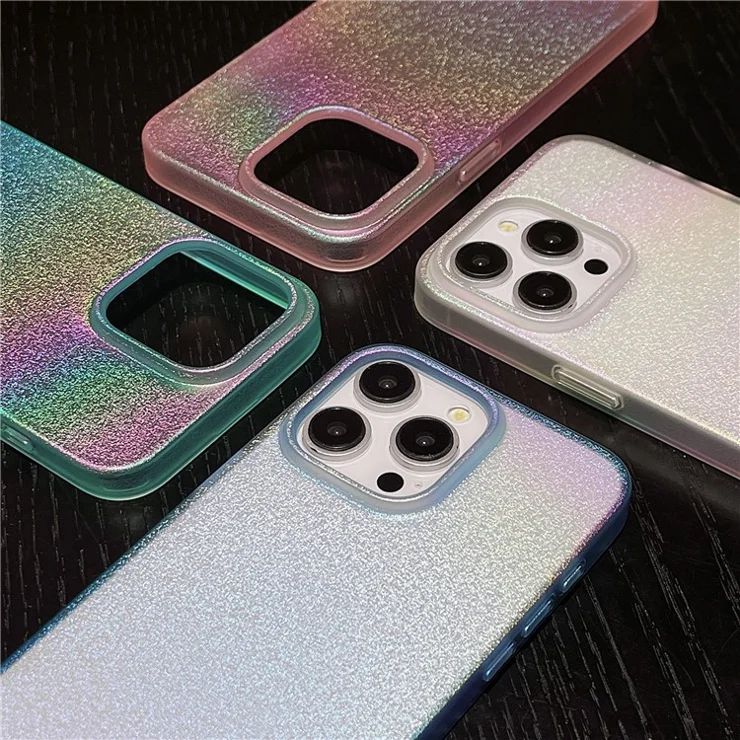 For iPhone 13 Pro Max TPU Case Colorful Pearlescent Texture Protective Phone Cover - Pink