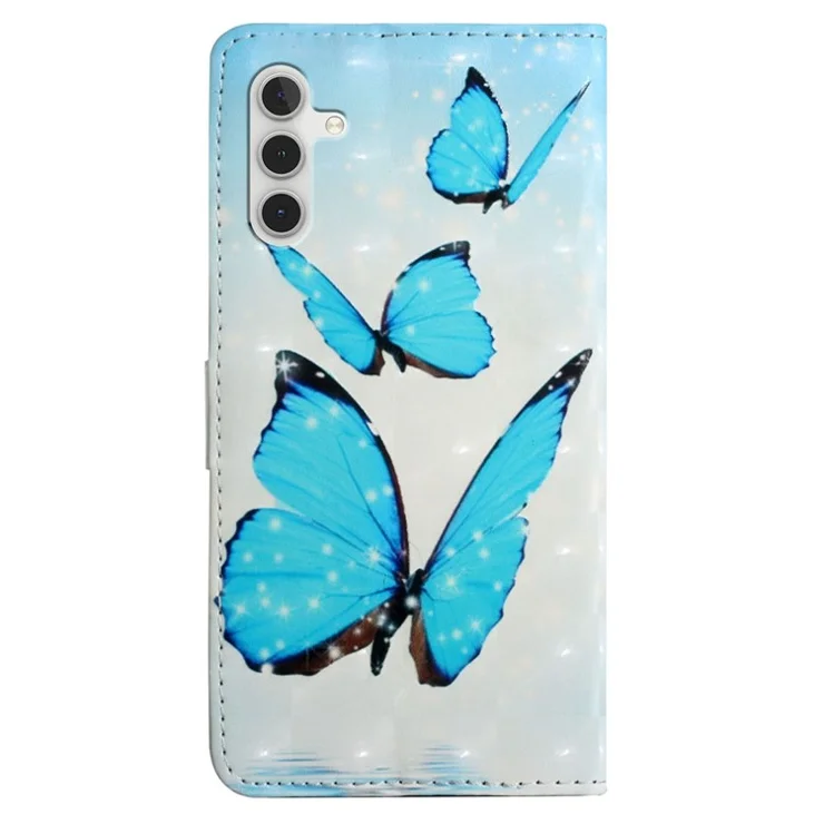 For Samsung Galaxy A55 5G Cell Phone Case 3D Pattern Printing Leather Wallet Cover - Three Butterflies