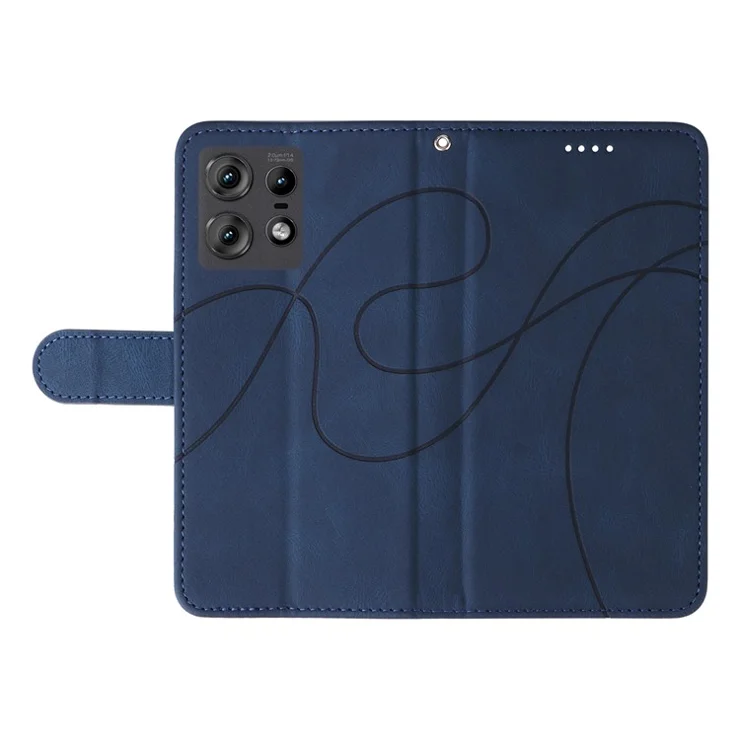 For Motorola Edge 50 Pro 5G Case Flip PU Leather Phone Cover with Curved Line - Blue