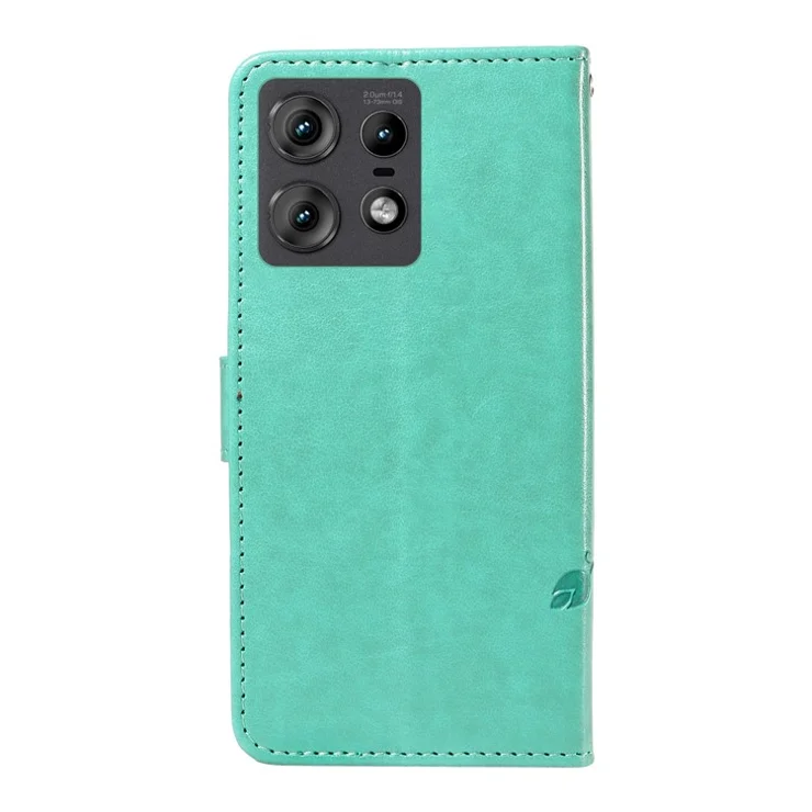 For Motorola Edge 50 Pro 5G PU Leather Cases Flower Pattern Wallet Stand Phone Cover with Strap - Green