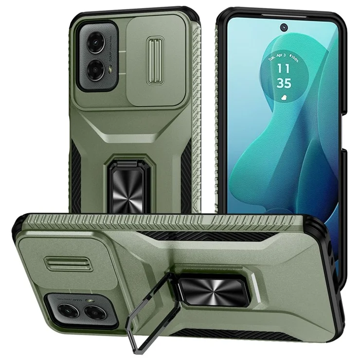 For Motorola Moto G Play 5G (2024) / G 5G (2024) Case Kickstand PC+TPU Phone Cover Military Grade Lens Protection - Green