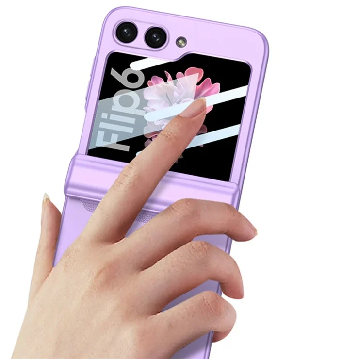 GKK For Samsung Galaxy Z Flip6 5G Case Magnetic Hinge PC Phone Cover with Small Screen Film - Purple