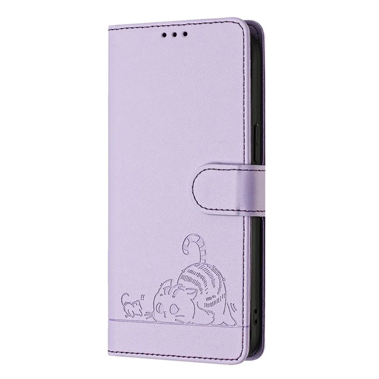 For Xiaomi 14 Ultra Case with Strap RFID Blocking Leather Wallet Phone Cover Cat Mouse Pattern - Purple
