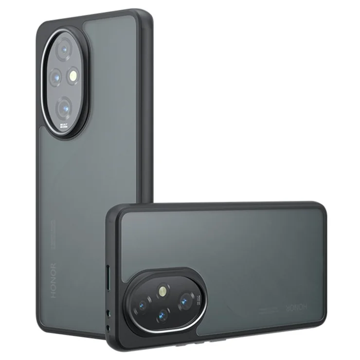 For Honor 200 Pro 5G Case Matte Skin-Touch TPU+PC Phone Cover, Transparent Black