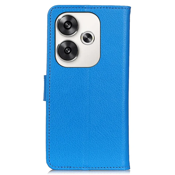 For Xiaomi Poco F6 5G / Redmi Turbo 3 5G Case Wallet Litchi Grain Leather Phone Cover - Blue