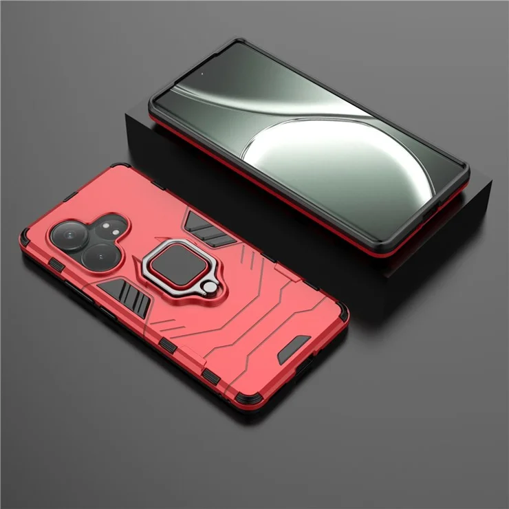 For Realme GT Neo6 SE 5G / GT 6 5G / GT 6T 5G Case Ring Holder Kickstand PC+TPU Hybrid Phone Cover - Red