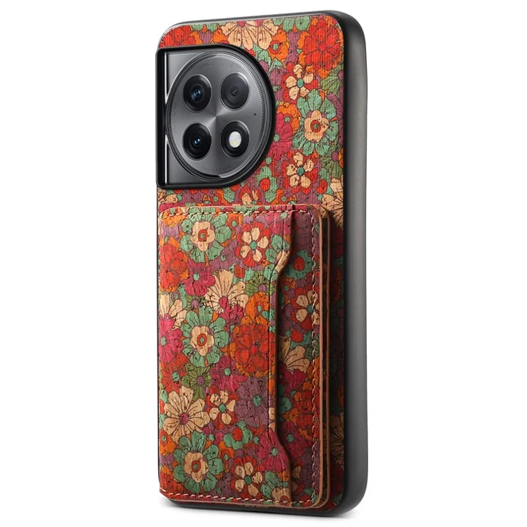 For OnePlus Ace 2 Pro 5G Case Flowers Design Leather Back Phone Cover with Card Slot - Summer / Red