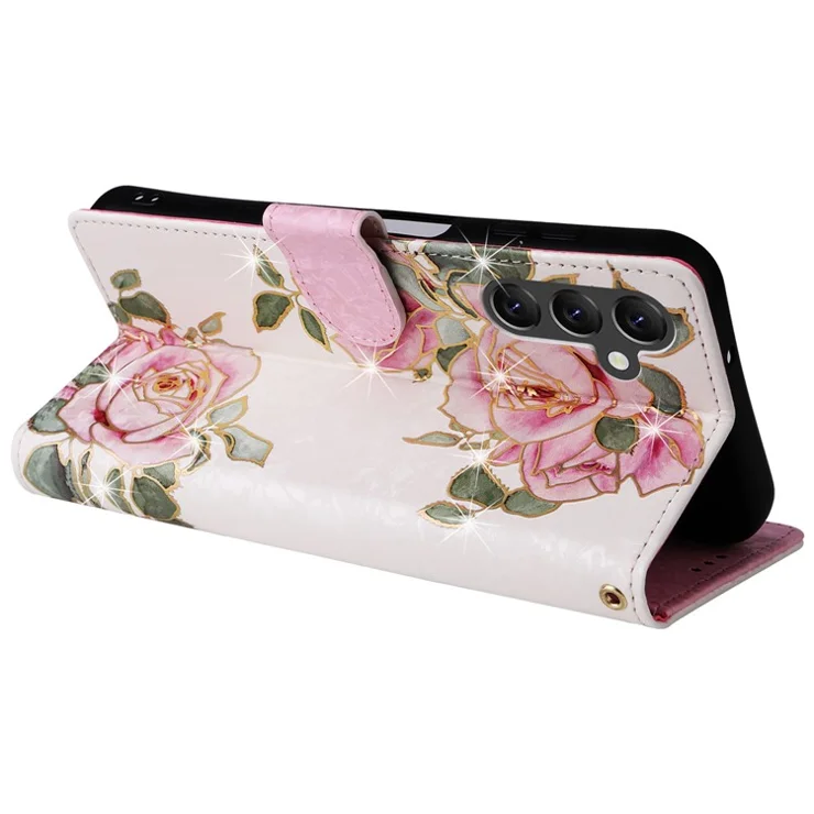 For Samsung Galaxy A14 5G Case RFID Blocking Leather Wallet Pouch Phone Cover - Flower