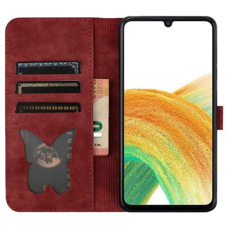 For Samsung Galaxy A05s 4G Case Pattern Design Flip Wallet Leather Phone Cover - Red