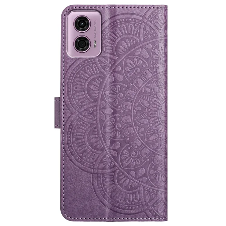 For Motorola Moto G45 5G / G34 5G Case Mandala Imprinted PU Leather Phone Cover - Purple