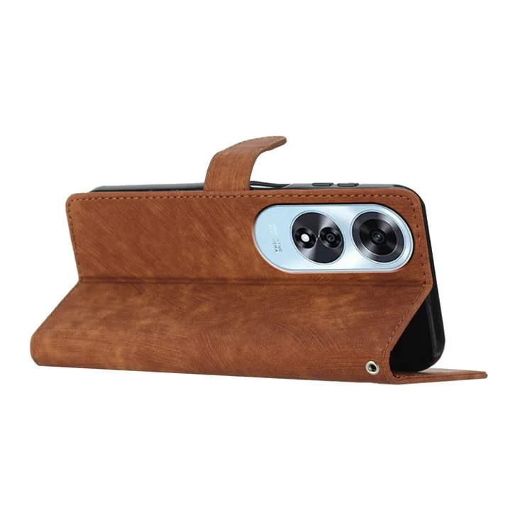 For Oppo A60 4G Case Skin-Feeling Leather Phone Cover with Card Slots Card Holder - Brown