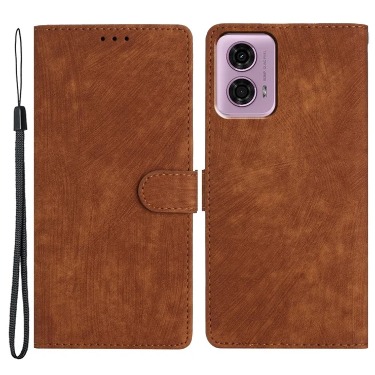 For Motorola Moto E14 4G / G04 4G / G04s 4G / G24 4G Case Card Holder Anti-Drop PU Leather Phone Cover - Brown