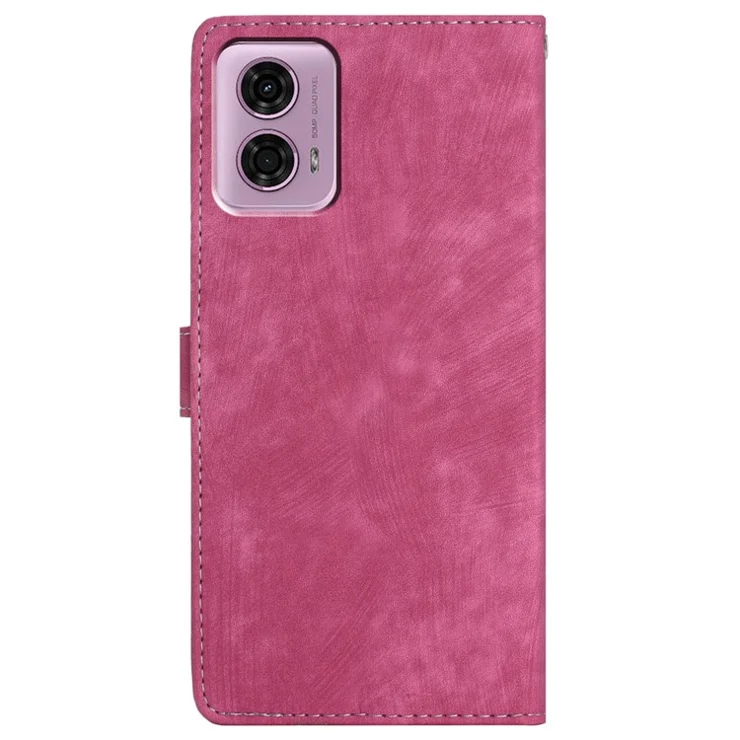 For Motorola Moto G34 5G Case 3 Card Holder Leather Soft Touch Phone Cover - Rose