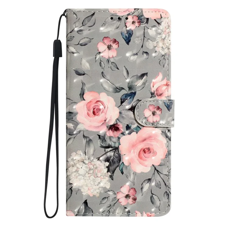 For Oppo A60 4G Case 3D Pattern Stand Leather Phone Cover with Card Slots Holder - Flowers