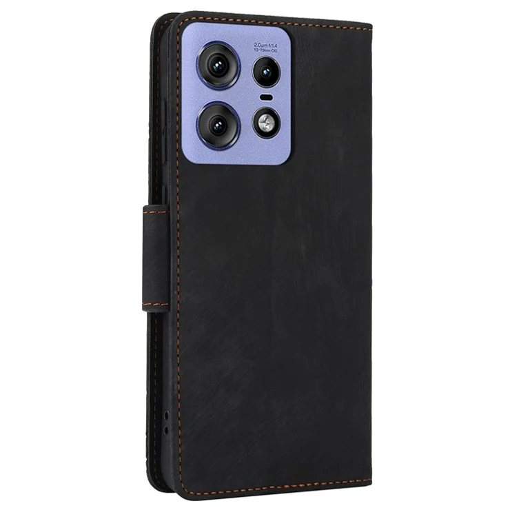 SY-001 For Motorola Edge 50 Pro 5G Leather Case Wrist Strap Butterfly Flower Phone Cover - Black