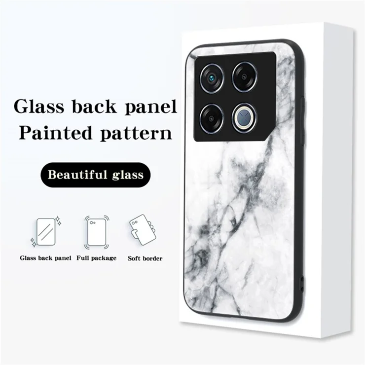 For Infinix GT 20 Pro 5G Tempered Glass Case Marble Pattern Protective Phone Cover - Flying Pigeon Marble