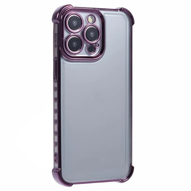 For iPhone 12 Pro Case Electroplating Heart Pattern Edge TPU Phone Back Cover - Dark Purple
