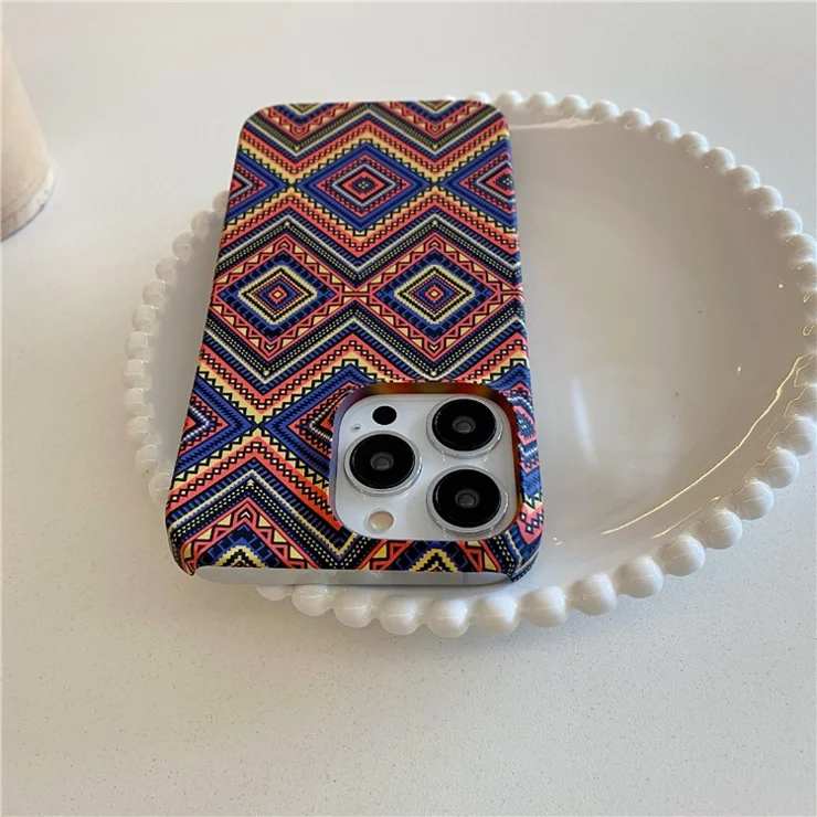 For iPhone 15 Pro Case Water Transfer Printing Luminous Hard PC Phone Cover - Plaid