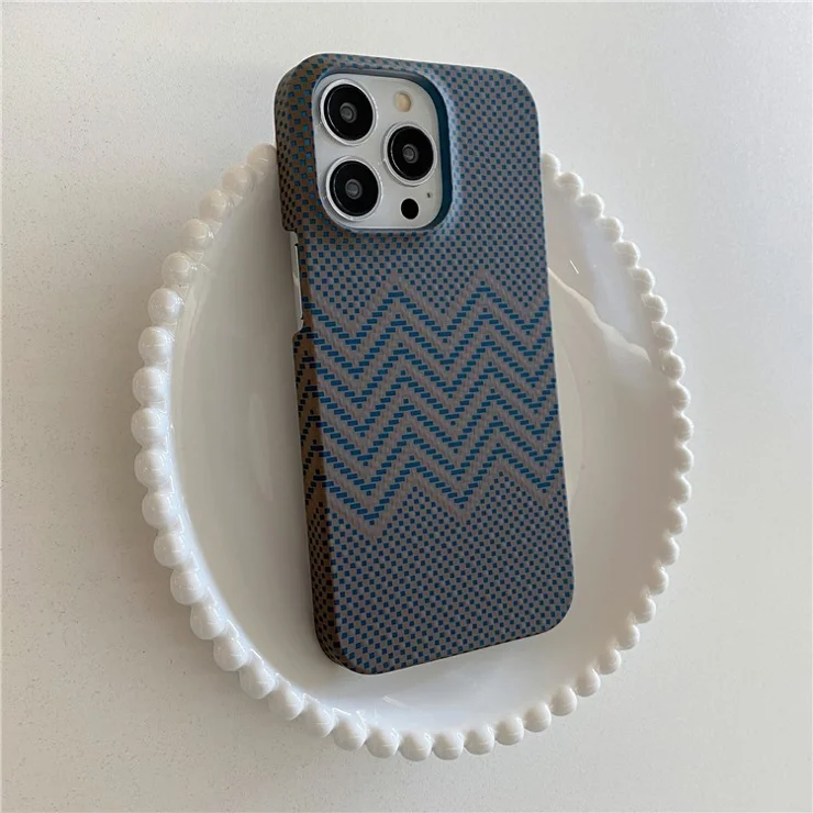 For iPhone 13 Pro Max Case Stylish Pattern Luminous Anti-drop PC Phone Cover - Gold Wave