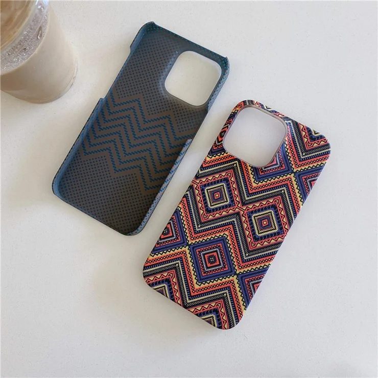 For iPhone 13 Pro Mobile Phone Case Stylish Pattern Luminous Anti-drop PC Phone Cover - Plaid