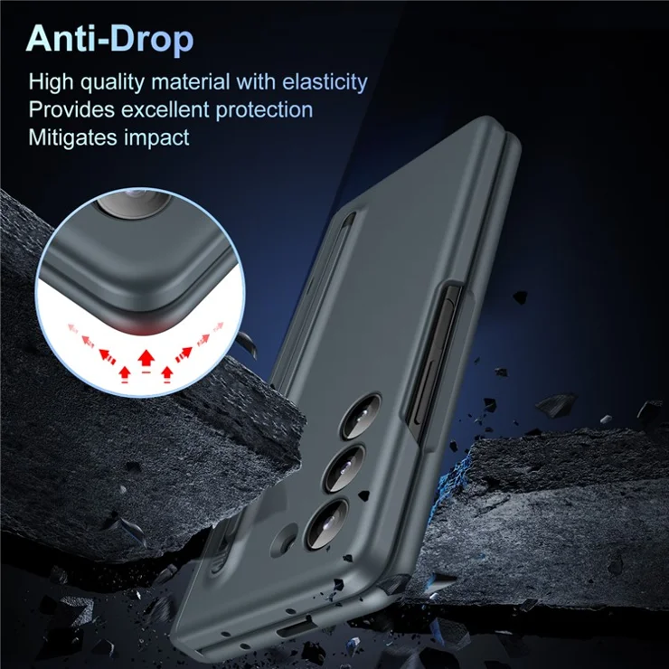 For Samsung Galaxy Z Fold6 5G Case Hard PC Phone Cover with Stylus and Tempered Glass Film - Grey Green