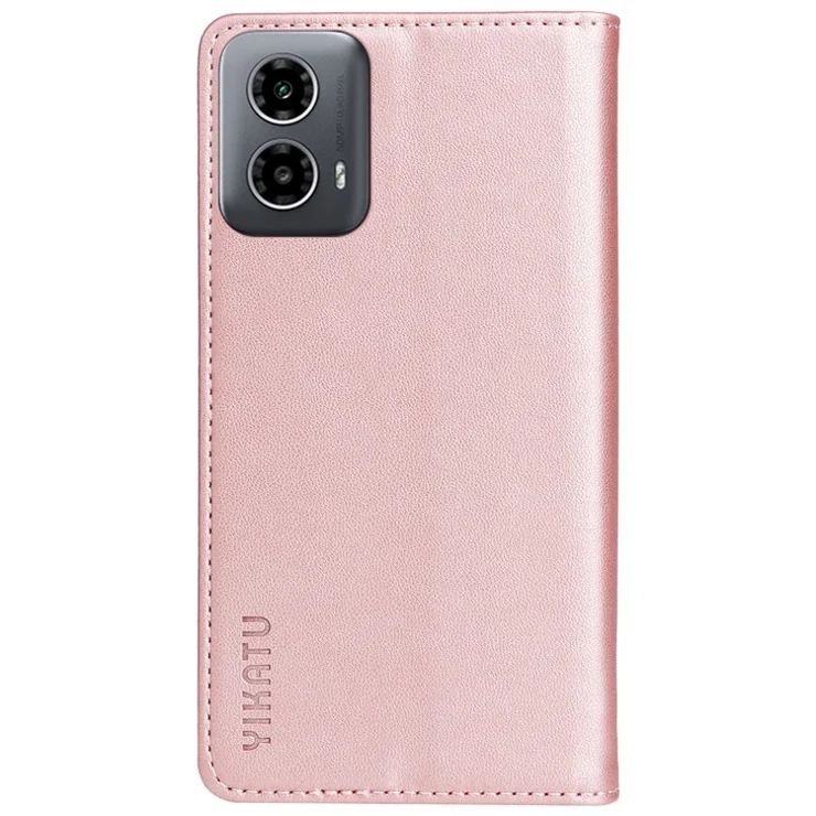YIKATU YK-001 For Motorola Moto G45 5G / G34 5G Case Magnetic Closure Full Protection Leather Phone Cover - Rose Gold
