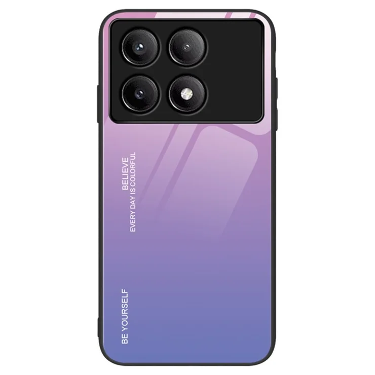 For Xiaomi Poco F6 Pro 5G / Redmi K70 5G / K70 Pro Case Tempered Glass Phone Cover Gradient Color - Pink / Purple