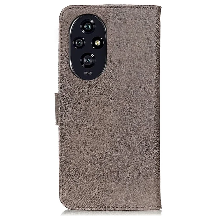 KHAZNEH For Honor 200 Pro 5G Case Cowhide Texture PU Leather Wallet Phone Cover - Khaki