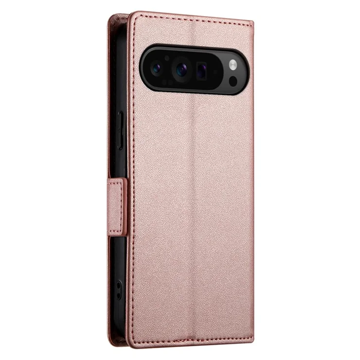 DF-010 For Google Pixel 9 Pro XL Case PU Leather Wallet Stand Phone Cover - Rose Gold