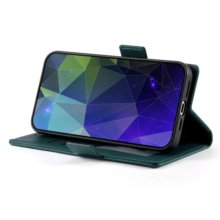 DF-010 For Xiaomi Redmi Note 13 Pro+ 5G Leather Case Side Magnetic Clasps Phone Wallet Cover - Blackish Green