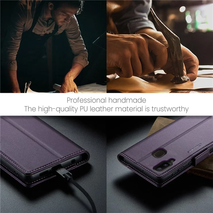 CASEME 023 Series For Samsung Galaxy A20 / A30 / M10s Glossy Case RFID Blocking Leather Phone Cover - Purple